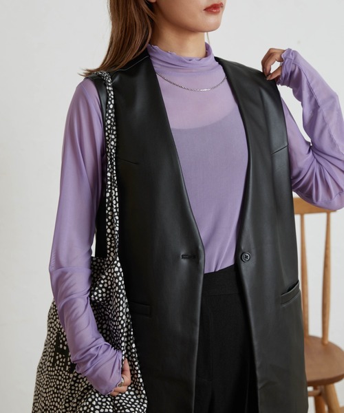 WEGO(ウィゴー)の「WEGO/シアータートルロンT(Tシャツ/カットソー・レディース・ホワイト/ブラック/ブラウン/ライム/その他1/その他2/ライトパープル/オレンジ・FREE)」の9枚目の写真