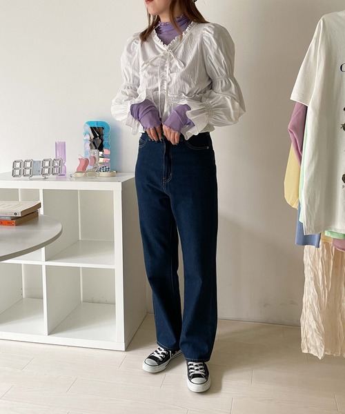 WEGO(ウィゴー)の「WEGO/シアータートルロンT(Tシャツ/カットソー・レディース・ホワイト/ブラック/ブラウン/ライム/その他1/その他2/ライトパープル/オレンジ・FREE)」の12枚目の写真