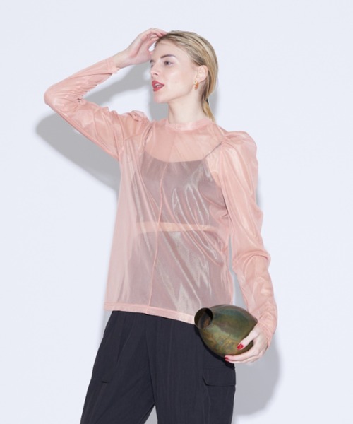 Solace（ソレイス）の「ハイネックシアーセンターライントップス（Tシャツ/カットソー・レディース・ホワイト/ブラック/ピンク/ブルー・FREE）」の19枚目の写真