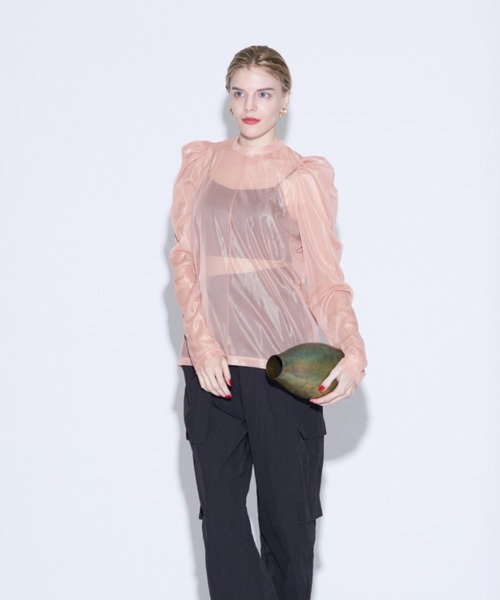 Solace（ソレイス）の「ハイネックシアーセンターライントップス（Tシャツ/カットソー・レディース・ホワイト/ブラック/ピンク/ブルー・FREE）」の20枚目の写真