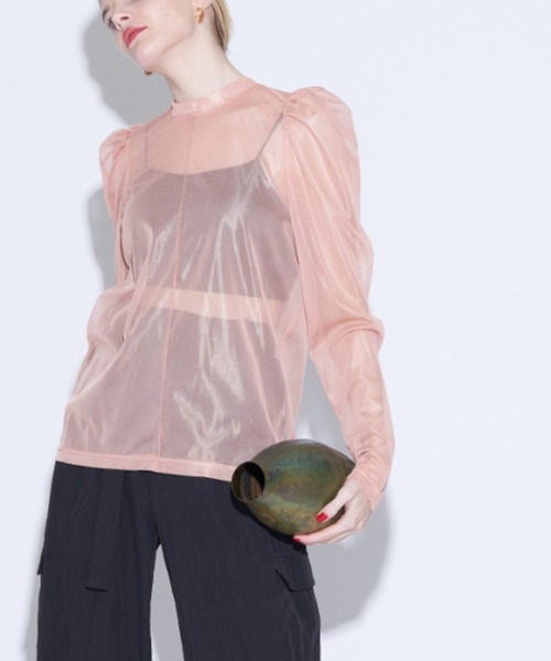 Solace（ソレイス）の「ハイネックシアーセンターライントップス（Tシャツ/カットソー・レディース・ホワイト/ブラック/ピンク/ブルー・FREE）」の21枚目の写真