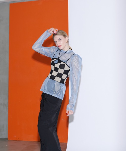 Solace（ソレイス）の「ハイネックシアーセンターライントップス（Tシャツ/カットソー・レディース・ホワイト/ブラック/ピンク/ブルー・FREE）」の16枚目の写真