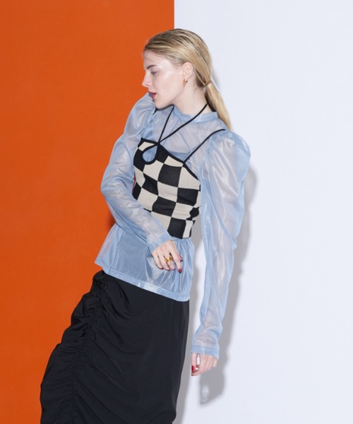 Solace（ソレイス）の「ハイネックシアーセンターライントップス（Tシャツ/カットソー・レディース・ホワイト/ブラック/ピンク/ブルー・FREE）」の14枚目の写真