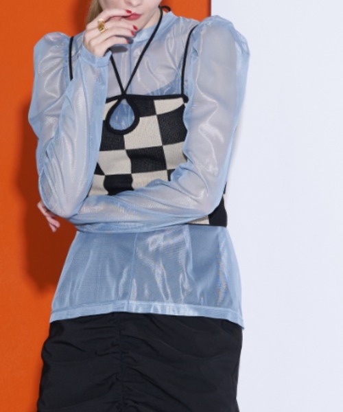 Solace（ソレイス）の「ハイネックシアーセンターライントップス（Tシャツ/カットソー・レディース・ホワイト/ブラック/ピンク/ブルー・FREE）」の13枚目の写真