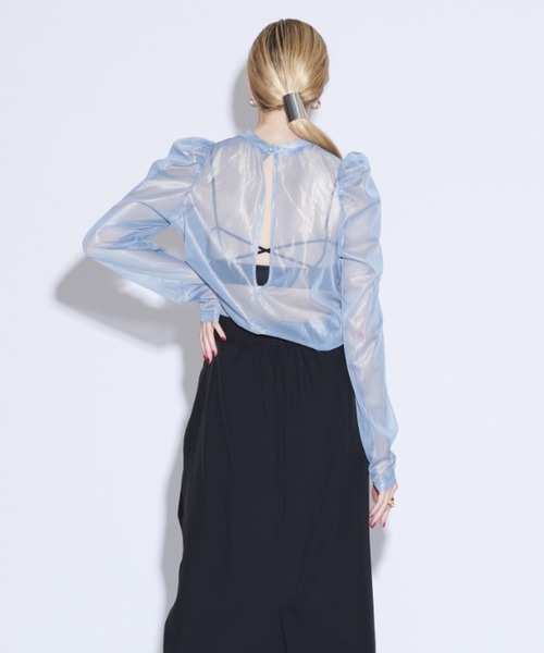 Solace（ソレイス）の「ハイネックシアーセンターライントップス（Tシャツ/カットソー・レディース・ホワイト/ブラック/ピンク/ブルー・FREE）」の12枚目の写真