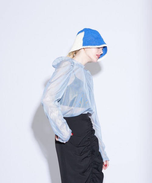 Solace（ソレイス）の「ハイネックシアーセンターライントップス（Tシャツ/カットソー・レディース・ホワイト/ブラック/ピンク/ブルー・FREE）」の10枚目の写真