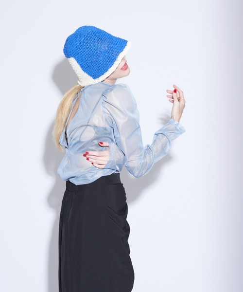 Solace（ソレイス）の「ハイネックシアーセンターライントップス（Tシャツ/カットソー・レディース・ホワイト/ブラック/ピンク/ブルー・FREE）」の11枚目の写真