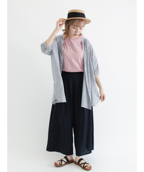 Samansa Mos2（サマンサ モスモス）の「インドボイルストライプ柄前後2WAYブラウス（シャツ/ブラウス・レディース・パープル/ネイビー/ピンク/グリーン・ﾌﾘ-）」の17枚目の写真