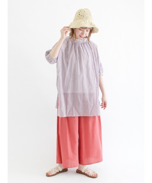 Samansa Mos2（サマンサ モスモス）の「インドボイルストライプ柄前後2WAYブラウス（シャツ/ブラウス・レディース・パープル/ネイビー/ピンク/グリーン・ﾌﾘ-）」の11枚目の写真