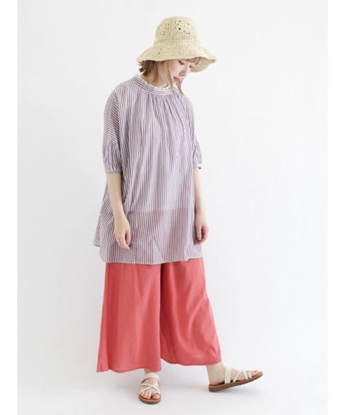 Samansa Mos2（サマンサ モスモス）の「インドボイルストライプ柄前後2WAYブラウス（シャツ/ブラウス・レディース・パープル/ネイビー/ピンク/グリーン・ﾌﾘ-）」の12枚目の写真