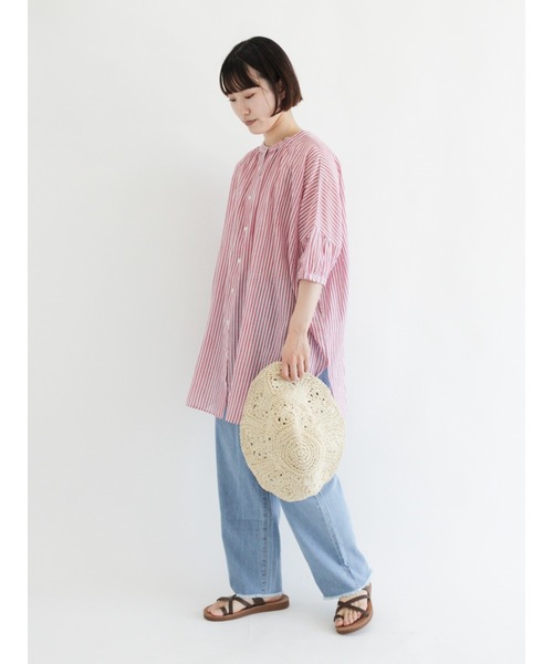 Samansa Mos2（サマンサ モスモス）の「インドボイルストライプ柄前後2WAYブラウス（シャツ/ブラウス・レディース・パープル/ネイビー/ピンク/グリーン・ﾌﾘ-）」の7枚目の写真