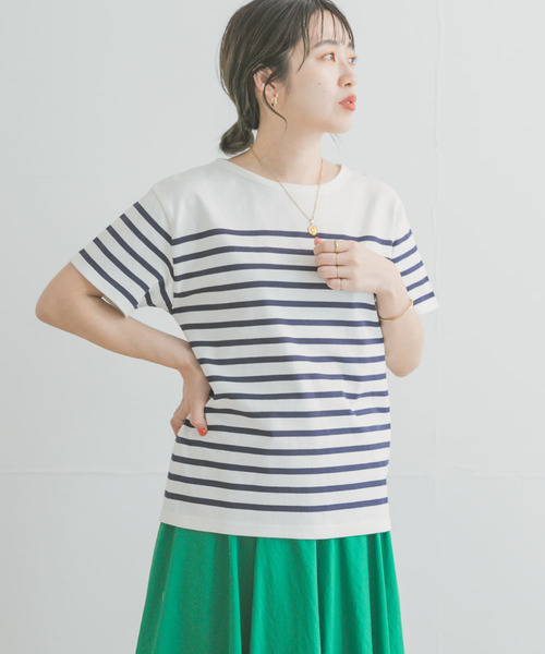 ITEMS URBANRESEARCH（アイテムズ アーバンリサーチ）の「パネルボーダーTシャツ（Tシャツ/カットソー・レディース・ブラック系その他/ベージュ系その他/ブルー系その他・FREE）」の3枚目の写真