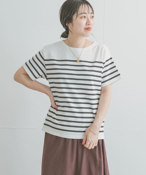ITEMS URBANRESEARCH（アイテムズ アーバンリサーチ）の「パネルボーダーTシャツ（Tシャツ/カットソー・レディース・ブラック系その他/ベージュ系その他/ブルー系その他・FREE）」の7枚目の写真