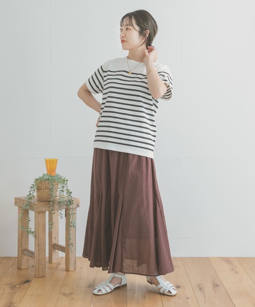 ITEMS URBANRESEARCH（アイテムズ アーバンリサーチ）の「パネルボーダーTシャツ（Tシャツ/カットソー・レディース・ブラック系その他/ベージュ系その他/ブルー系その他・FREE）」の8枚目の写真