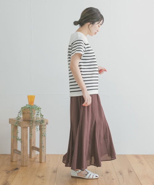 ITEMS URBANRESEARCH（アイテムズ アーバンリサーチ）の「パネルボーダーTシャツ（Tシャツ/カットソー・レディース・ブラック系その他/ベージュ系その他/ブルー系その他・FREE）」の10枚目の写真