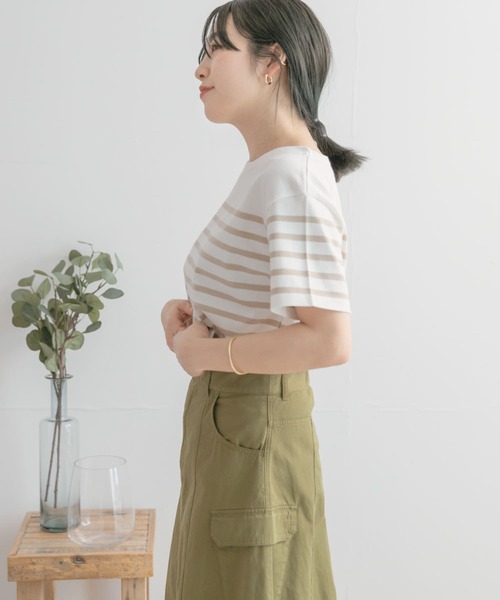 ITEMS URBANRESEARCH（アイテムズ アーバンリサーチ）の「パネルボーダーTシャツ（Tシャツ/カットソー・レディース・ブラック系その他/ベージュ系その他/ブルー系その他・FREE）」の18枚目の写真