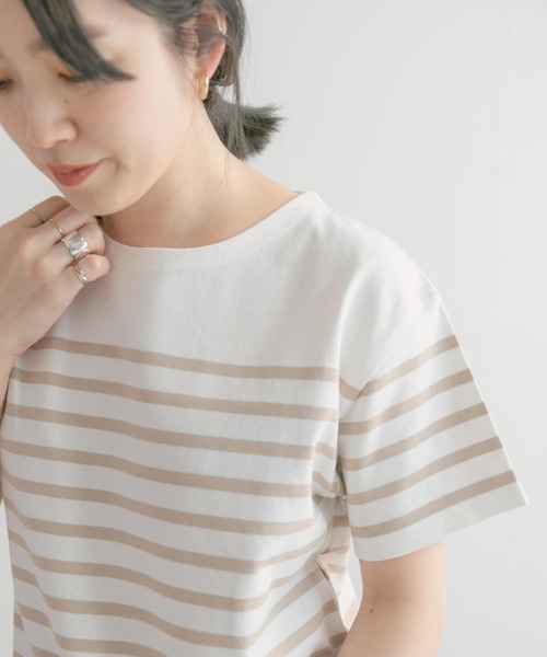 ITEMS URBANRESEARCH（アイテムズ アーバンリサーチ）の「パネルボーダーTシャツ（Tシャツ/カットソー・レディース・ブラック系その他/ベージュ系その他/ブルー系その他・FREE）」の20枚目の写真