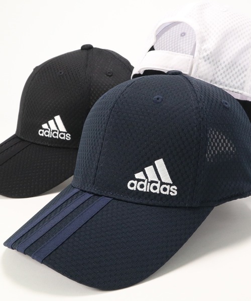adidas(アディダス)の「アディダス メッシュキャップ 3本ライン UV(キャップ・メンズ・ネイビー/ベージュ/ブラック/ホワイト/グレー/ブラック×ブラック・FREE/X-LARGE)」の6枚目の写真