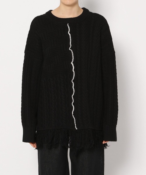 PAGEBOY(ページボーイ)の「MIXケーブルBIGプルオーバー(ニット/セーター・レディース・ブラック/オフホワイト・FREE)」の19枚目の写真