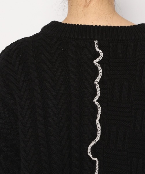 PAGEBOY(ページボーイ)の「MIXケーブルBIGプルオーバー(ニット/セーター・レディース・ブラック/オフホワイト・FREE)」の22枚目の写真