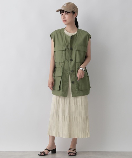 LOWRYS FARM（ローリーズファーム）の「ランダムテレコノースリーブワンピース　352708（ワンピース・レディース・ブラック/ブラウン/オレンジ/アイボリー・FREE）」の8枚目の写真