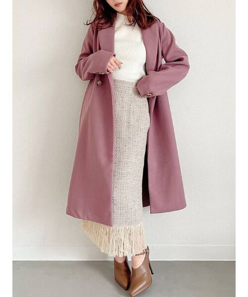 RESEXXY（リゼクシー）の「ミドルチェスターコート（チェスターコート・レディース・ブラック/ワイン/グリーン/パープル/ベージュ・FREE）」の4枚目の写真