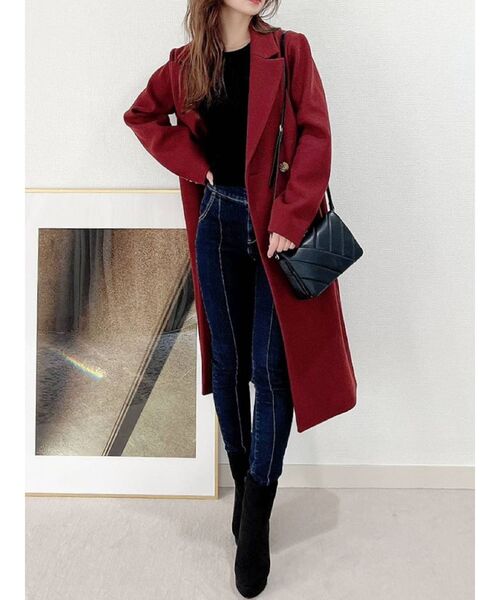 RESEXXY（リゼクシー）の「ミドルチェスターコート（チェスターコート・レディース・ブラック/ワイン/グリーン/パープル/ベージュ・FREE）」の5枚目の写真