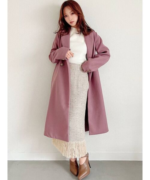 RESEXXY（リゼクシー）の「ミドルチェスターコート（チェスターコート・レディース・ブラック/ワイン/グリーン/パープル/ベージュ・FREE）」の11枚目の写真