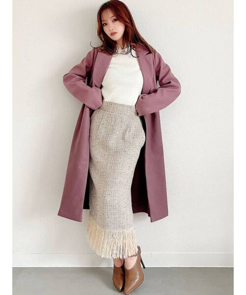 RESEXXY（リゼクシー）の「ミドルチェスターコート（チェスターコート・レディース・ブラック/ワイン/グリーン/パープル/ベージュ・FREE）」の12枚目の写真