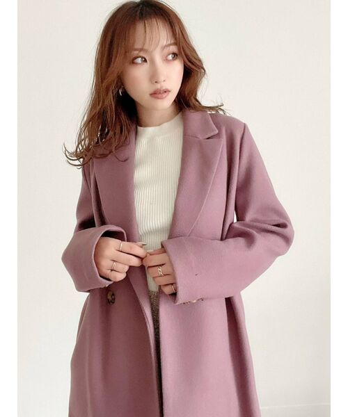 RESEXXY（リゼクシー）の「ミドルチェスターコート（チェスターコート・レディース・ブラック/ワイン/グリーン/パープル/ベージュ・FREE）」の15枚目の写真