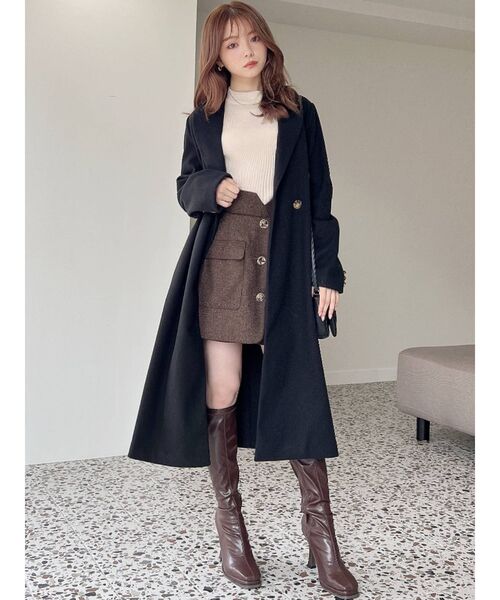 RESEXXY（リゼクシー）の「ミドルチェスターコート（チェスターコート・レディース・ブラック/ワイン/グリーン/パープル/ベージュ・FREE）」の17枚目の写真