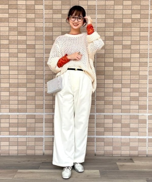 Ray BEAMS（レイビームス）の「Ray BEAMS / 3G メッシュ編み クルーネック ニット（ニット/セーター・レディース・ロイヤルブルー/オフホワイト・ONE SIZE）」の21枚目の写真