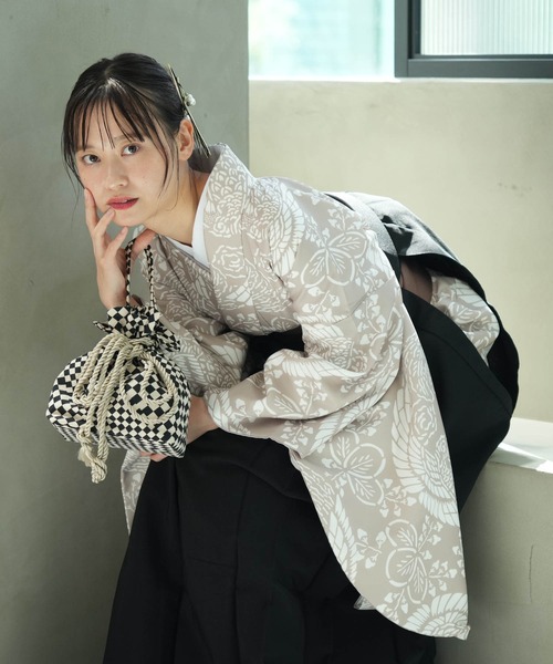 utatane(ウタタネ)の「巾着バッグ 市松 日本製 モノクロ(和装小物・レディース・ブラック・FREE)」の19枚目の写真