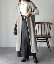 Riberry | 起毛ヘリンボーン　ロングジレ/ベスト(ベスト)