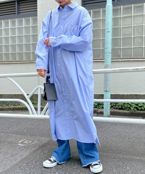 GEVACO（ゲバコ）の「【GEVACO/ゲバコ】タイプライターストライプシャツワンピース（ワンピース・レディース・ブラック/ネイビー/ブルー・MEDIUM）」の16枚目の写真