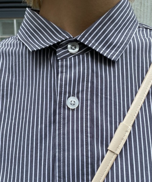 GEVACO（ゲバコ）の「【GEVACO/ゲバコ】タイプライターストライプシャツワンピース（ワンピース・レディース・ブラック/ネイビー/ブルー・MEDIUM）」の12枚目の写真