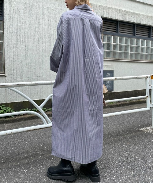 GEVACO（ゲバコ）の「【GEVACO/ゲバコ】タイプライターストライプシャツワンピース（ワンピース・レディース・ブラック/ネイビー/ブルー・MEDIUM）」の20枚目の写真