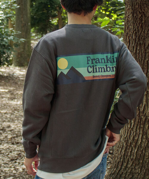Franklin Climbing(フランクリンクライミング)の「【Franklin Climbing/フランクリンクライミング】ロゴスウエット バックプリント(スウェット・メンズ・ピンク/グリーン/ベージュ/チャコールグレー/グレー・L/M)」の2枚目の写真