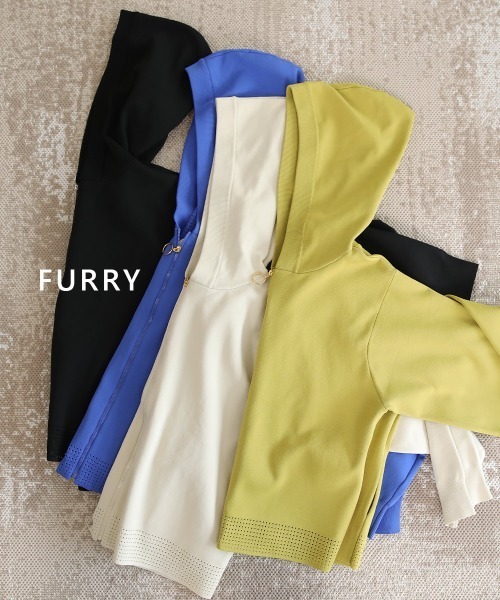 FURRY（ファーリー）の「超軽量ニットZIPパーカー（パーカー・レディース・ブルー/ホワイト系その他/イエロー/ブラック・FREE）」の18枚目の写真