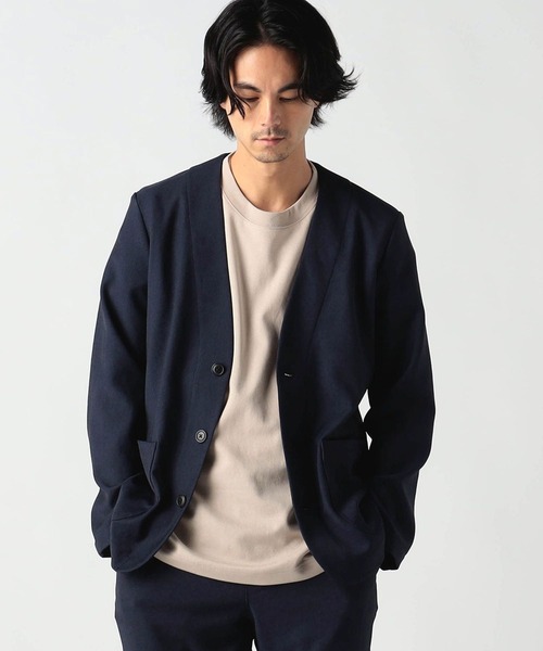 Grand PARK（グランドパーク）の「ストレッチノーカラージャケット（テーラードジャケット・メンズ・ブラック/ネイビー/チャコールグレー・MEDIUM/LARGE/X-LARGE）」の3枚目の写真