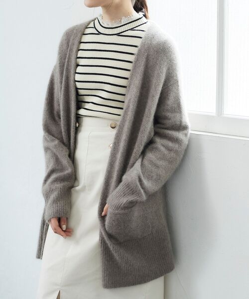le.coeur blanc（ルクールブラン）の「FOX混ガウンカーディガン（カーディガン/ボレロ・レディース・モカ/ミント/グレー/ダークグレー・38）」の4枚目の写真