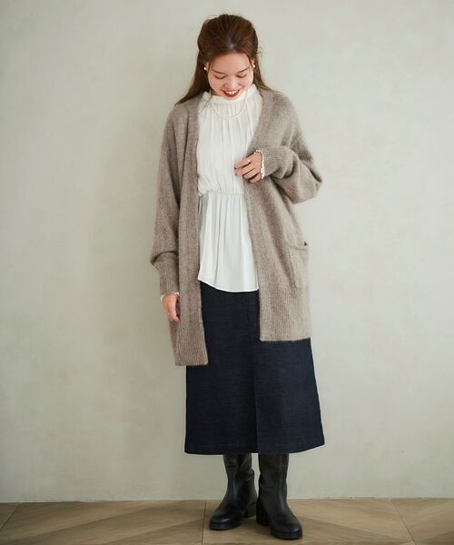 le.coeur blanc（ルクールブラン）の「FOX混ガウンカーディガン（カーディガン/ボレロ・レディース・モカ/ミント/グレー/ダークグレー・38）」の12枚目の写真