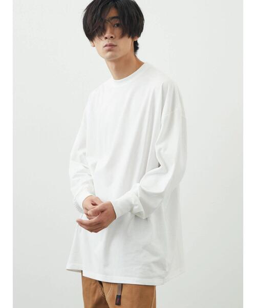 CRAFT STANDARD BOUTIQUE(クラフトスタンダードブティック)の「【BIG】クルーネックロンTEE *(Tシャツ/カットソー・メンズ・ライトグレー/オフホワイト/ブラック・M/LL/L)」の4枚目の写真
