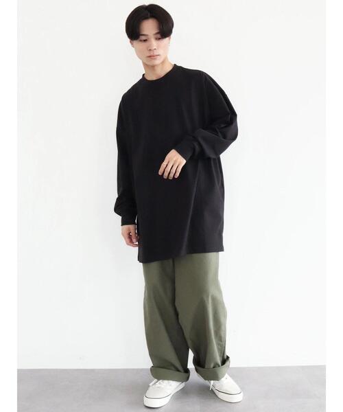 CRAFT STANDARD BOUTIQUE(クラフトスタンダードブティック)の「【BIG】クルーネックロンTEE *(Tシャツ/カットソー・メンズ・ライトグレー/オフホワイト/ブラック・M/LL/L)」の7枚目の写真