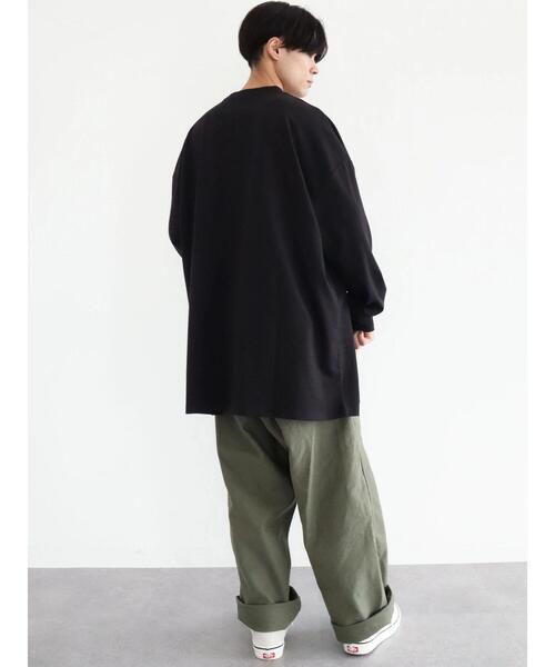CRAFT STANDARD BOUTIQUE(クラフトスタンダードブティック)の「【BIG】クルーネックロンTEE *(Tシャツ/カットソー・メンズ・ライトグレー/オフホワイト/ブラック・M/LL/L)」の9枚目の写真