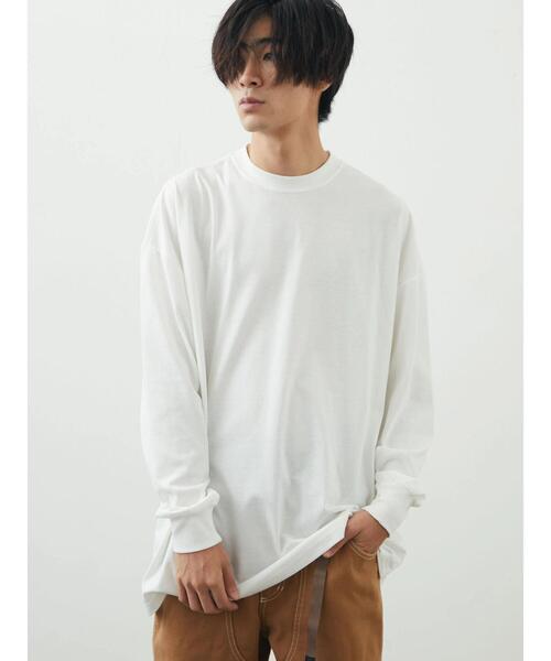 CRAFT STANDARD BOUTIQUE(クラフトスタンダードブティック)の「【BIG】クルーネックロンTEE *(Tシャツ/カットソー・メンズ・ライトグレー/オフホワイト/ブラック・M/LL/L)」の11枚目の写真