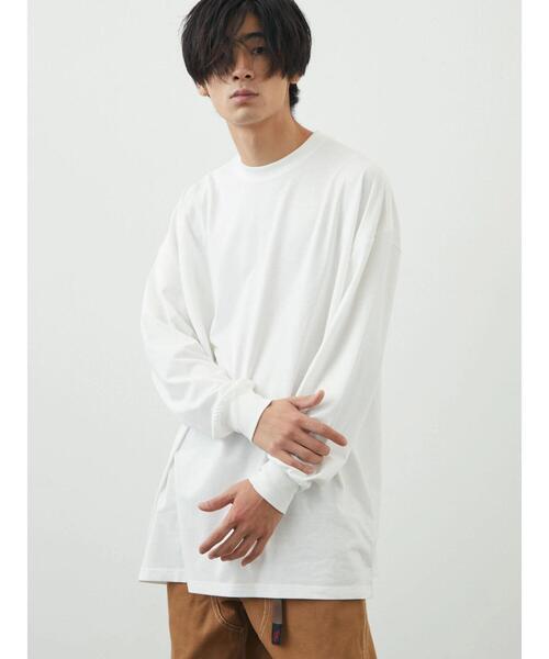 CRAFT STANDARD BOUTIQUE(クラフトスタンダードブティック)の「【BIG】クルーネックロンTEE *(Tシャツ/カットソー・メンズ・ライトグレー/オフホワイト/ブラック・M/LL/L)」の12枚目の写真