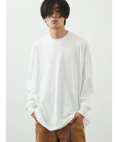 CRAFT STANDARD BOUTIQUE(クラフトスタンダードブティック)の「【BIG】クルーネックロンTEE *(Tシャツ/カットソー・メンズ・ライトグレー/オフホワイト/ブラック・M/LL/L)」の13枚目の写真
