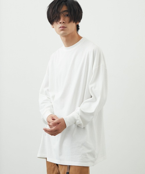 CRAFT STANDARD BOUTIQUE(クラフトスタンダードブティック)の「【BIG】クルーネックロンTEE *(Tシャツ/カットソー・メンズ・ライトグレー/オフホワイト/ブラック・M/LL/L)」の2枚目の写真