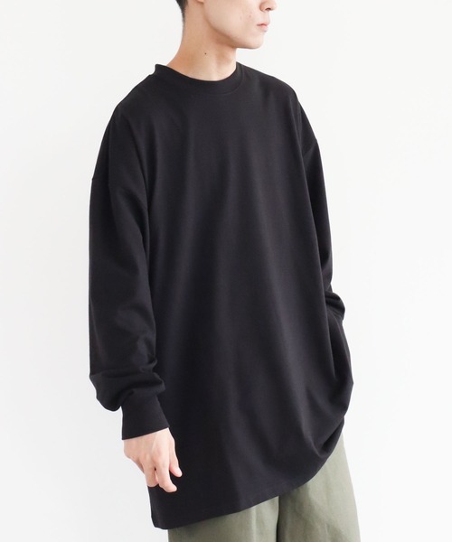 CRAFT STANDARD BOUTIQUE(クラフトスタンダードブティック)の「【BIG】クルーネックロンTEE *(Tシャツ/カットソー・メンズ・ライトグレー/オフホワイト/ブラック・M/LL/L)」の3枚目の写真